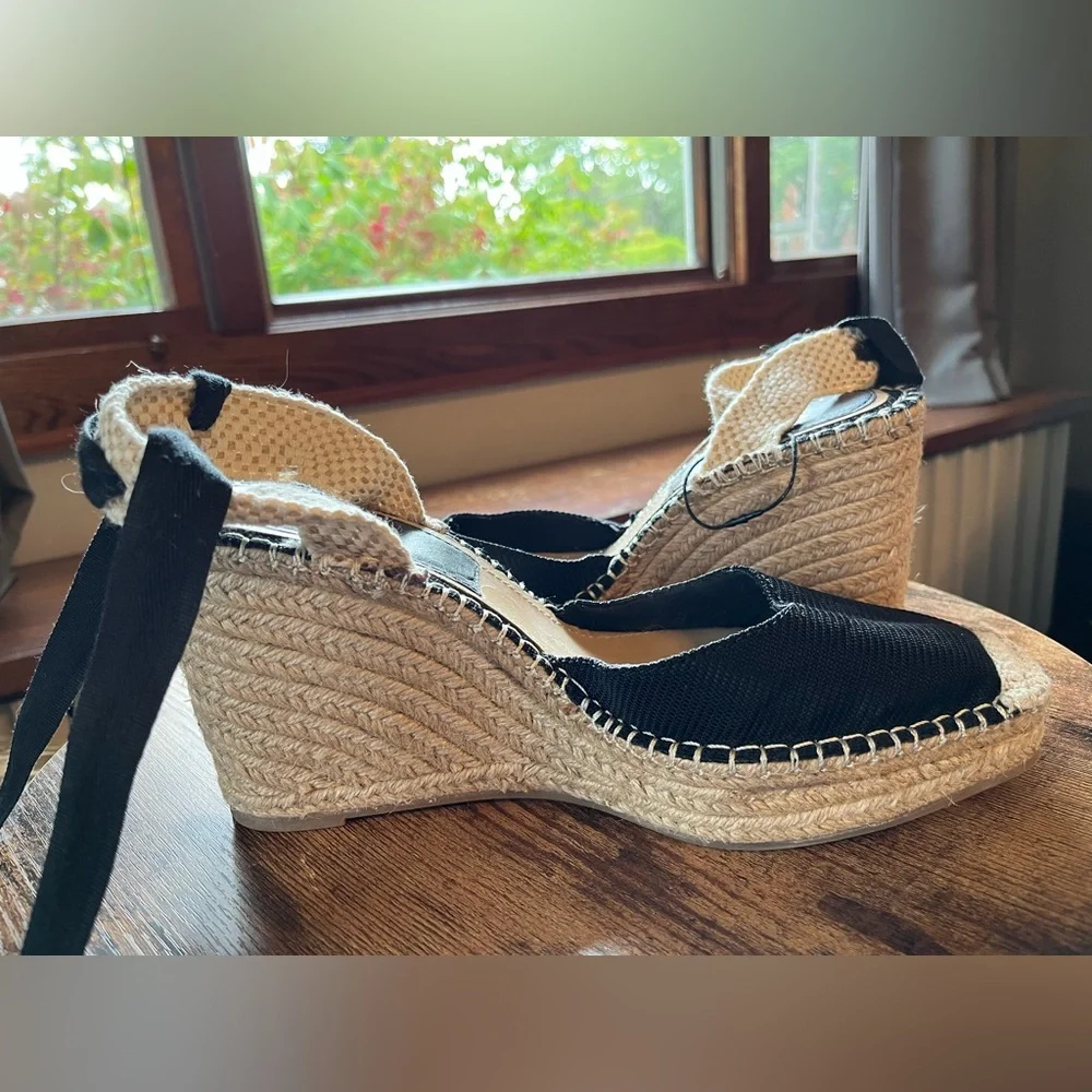 NEW ZARA Ankle Tie Raffia Espadrille Wedge Sandals, 10 - Picture 4 of 12